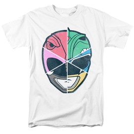 Power Rangers Helmet Slices Unisex Adult T Shirt (6X-Large) White