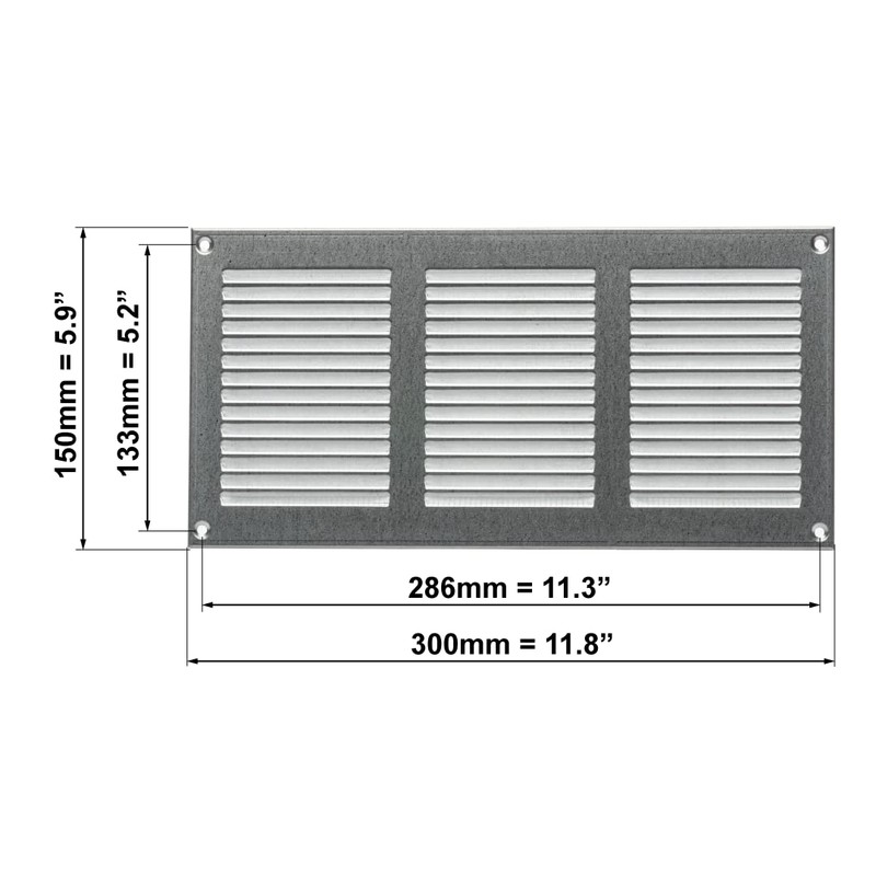 Ventilation Grille/Exhaust Air Grill Bug Screen Weather Guard 12x6 inch