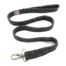 Harris Tweed Dog Collar And Lead Set Grey Herringbone (Large)