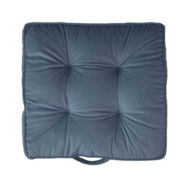 My Infinity Store Square Soft Tufted Velvet Corduroy Chair Pad Seat Cushion for Kitchen Bar Stool Dining Room Stadium Seat Reversible Portable with Handle Size 15.5 in (Gray, 2)