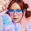 Matcheck 16 Heart Shaped Rimless Sunglasses Transparent Pink Blue Colored