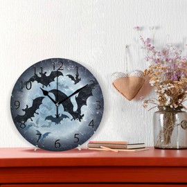ALAZA Reloj de pared decorativo para dormitorio, cocina, sala de estar, escuela, oficina, color negro