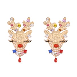 Christmas Earrings for Women Crystal Christmas Colorful Earring Christmas Dangle Earring Full Rhinestone Holiday Earrings Christmas Jewelry Gifts (Stud)