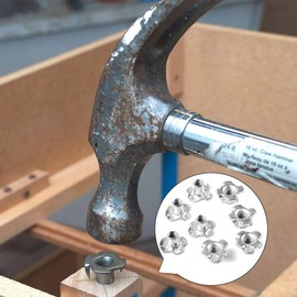 M8 (8mm Ø) T-Nuts Four Pronged Captive Blind Threaded Inserts for Wood Furniture (Pack of (50)