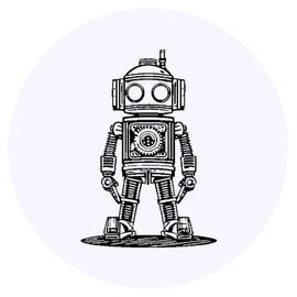 24 x 40mm Round 'Clockwork Steampunk Robot' Stickers (SK00062145)