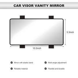 BWBWND Car Sun Visor Vanity Mirror, HD Rearview Sun-Shading Cosmetic Mirror with Straps, Large Vehicle Visor Makeup Mirrors for Women Girls, Universal Interior Car Accessories (Black)