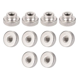 sourcing map Knurled Thumb Nuts, 10Pcs M5x0.8mm Iron Round Knobs Fasteners for 3D Printer Parts, Silver Tone