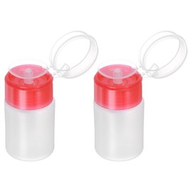 sourcing map 2pcs Solvent Alcohol Dispensers 60ml(2oz) Push Down Liquid Dispenser Pump with Sealing Stainless Steel Lid for Acetone Solution, Red
