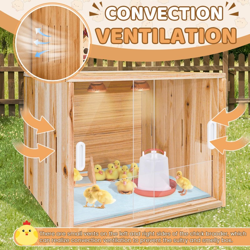 Wooden Chicken Brooder Box,Large Size, 15.74"x11.81"x 11.81", Brooder Box for