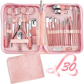 Juego de manicura 30 en 1, cortaúñas RedFlow, cortaúñas de uñas de manos y pies, herramientas de manicura, herramientas de pedicura, adecuado para kit de manicura de viaje, kit de uñas con todo lo