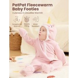 PATPAT Baby Fleece Footies Hooded Romper- Cute Outfit for Boys and Girls - 2 Way Zipper - Newborn Infant Clothes Outerwear Unicorn 18-24 Months