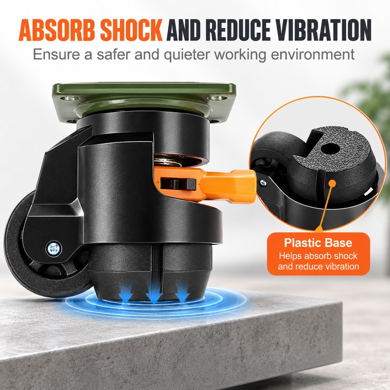 Heavy Duty Leveling Casters for Equipment – 360° Swivel Height-Adjustable