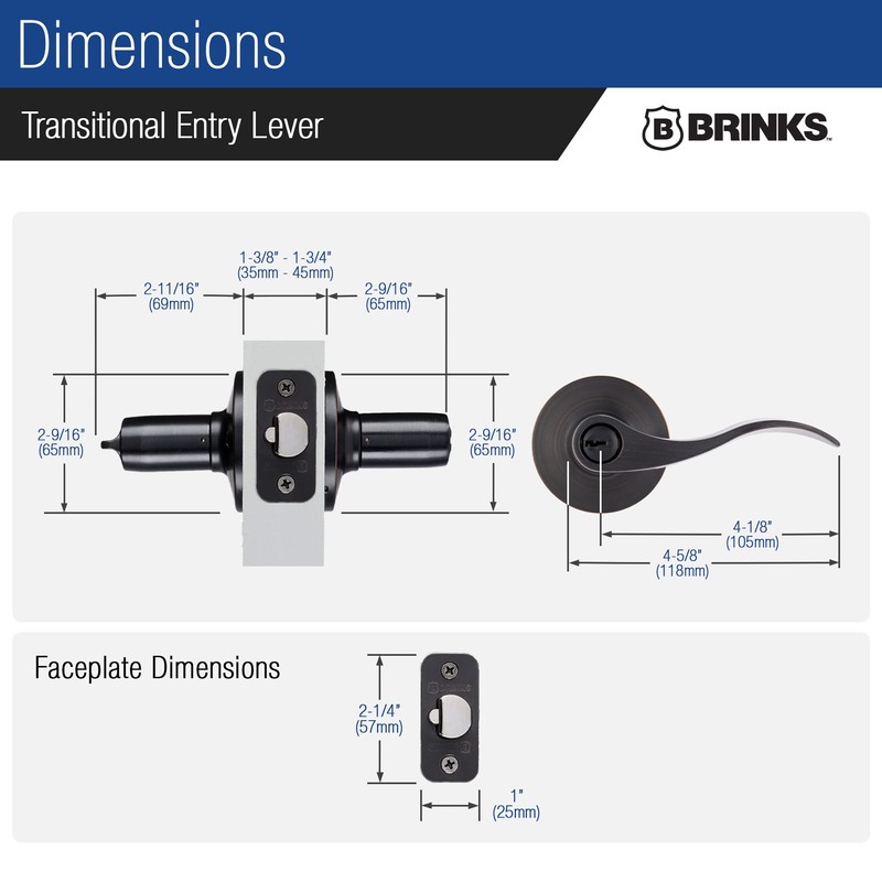 BRINKS – Transitional Keyed Entry Wave Door Lever, Tuscan Bronze