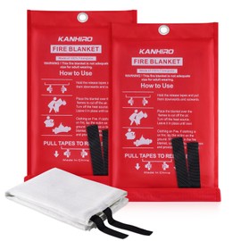 kanhiro Fire Blanket Emergency for Home Kitchen - Fiberglass Fire Suppression Blanket Great for School, Fireplace, Grill, Car, Office, Warehouse (2 Pack, 39 in X 39 in)