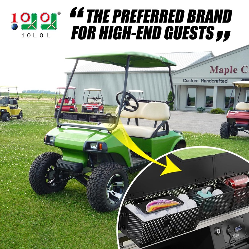10L0L Golf Cart Front Inner Storage Utility Basket with Cover