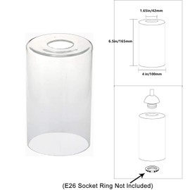 Clear Glass Cylinder Shade, 2 pack, Pendant Lights Shade Fixture Replacement Globes, Replacement Glass Lamp Shade with 1-5/8-inch Fitter, Diameter 4”, Height 6.5"
