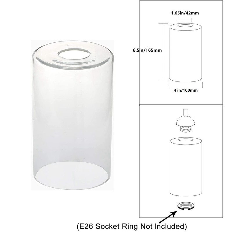 Clear Glass Cylinder Shade, 2 pack, Pendant Lights Shade Fixture