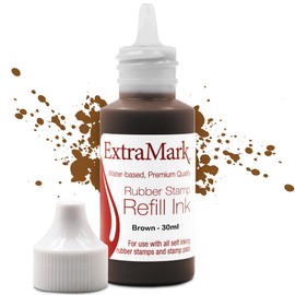 ExtraMark Premium Stamp Refill Ink for Self-Inking Stamps and Stamp Pads, 30 ml, Brown Color Ink.