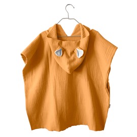 MIMUSELINA Baby Bath Poncho Bath Towel Cotton and Absorbent Bath Poncho Children Quick Drying for Babies and Children - Bathrobe Baby for Beach and Pool (Mustard)