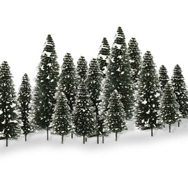 40PCS Model Cedar Trees with Snow 2.05-4.96 inch (52-126 mm) for Diorama Train Railway Winter Scenery Landscape Layout HO OO N Scale (Mixed Sizes-40PCS)