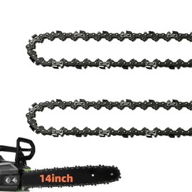2 Pack 14 Inch Chainsaw Chain 52 Drive Links, .050" Gauge, 3/8" LP pitch, 14-Inch Replacement Chainsaw Chains Fits Craftsman, Echo, Poulan, Ryobi, Worx and More