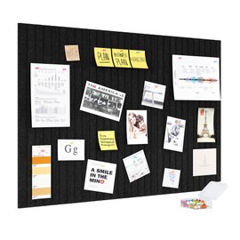 PAG-Mass Felt Bulletin Board 36" x 24" Large Cork Board for Wall Push Pin Board for Office 6 Pack DIY Photo Picture Decorative Panels Squares Wall Tiles for Home, Black