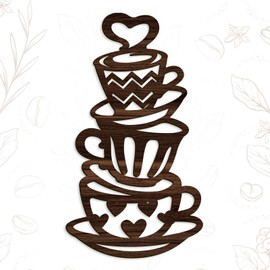 VGICH Coffee Cup Wall Art, Farmhouse Wooden Accessories for Kitchen Art Restaurant, Decor Bar Sign 13.7" x 7.6"