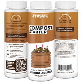 TPS NUTRIENTS Compost Starter and Accelerator, Fast Acting Organic Concentrated Liquid Probiotics for Home Compost Pile 8 oz (250mL)