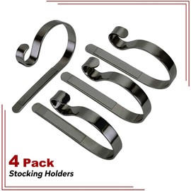 4 Pcs Christmas Stocking Holders for Mantle, Metal Stand Stocking Hooks with Non-Slip Mat, Stocking Hangers for Party Decoration Supplies