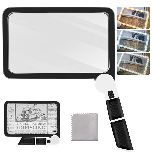 [Upgraded] 5X Magnifying Glass with Light, 48 LED Handheld Full