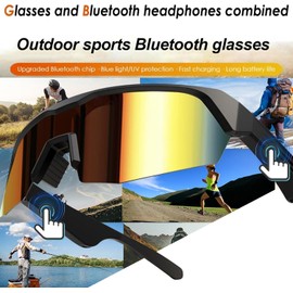 MROLUYOO Bluetooth Sunglasses for Men: Smart Glasses for Cycling Running Built-in Mic and Ear Music Speakers, Polarized Sports Sunglasses with UV Protection for Outdoor Activities