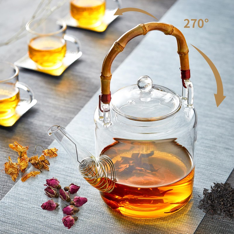 Glass Teapot with Removable Infuser and Lid, Stovetop Safe, Glas