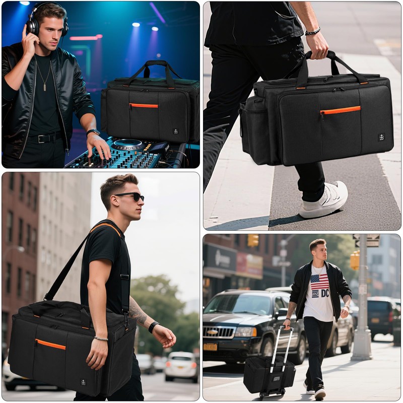Timoxi Large Rolling DJ Bag with Wheels, Gig bag Built-in