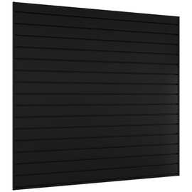Neoaider Slatwall Panel 4 FT x 4 FT, Interlocking Slat Wall Paneling Garage Wall Organizer, Wall Mounted PVC Slat Wall Panels, Suitable for Garage Wall Storage, Slatwall Board, Shelves - Black