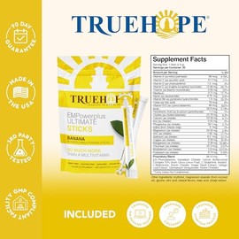 Truehope Multivitamin Nootropic Pouches with Inositol - Once-Per-Day EMPowerplus Ultimate Sticks - 30 Count (Banana)
