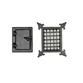 Perilla Home Cast Iron Safety Speakeasy Classic Style Black Grill & Girlle with Viewing Door Set Accent Door Gate Interior Privacy