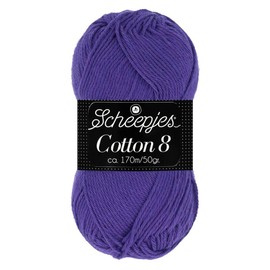 Scheepjes Cotton 8 Cotton Yarn Violet | Crochet Wool Pure Cotton for Knitting and Crocheting | 100% Cotton | 50 g ~ 170 m for Needle Size 3 mm (661)
