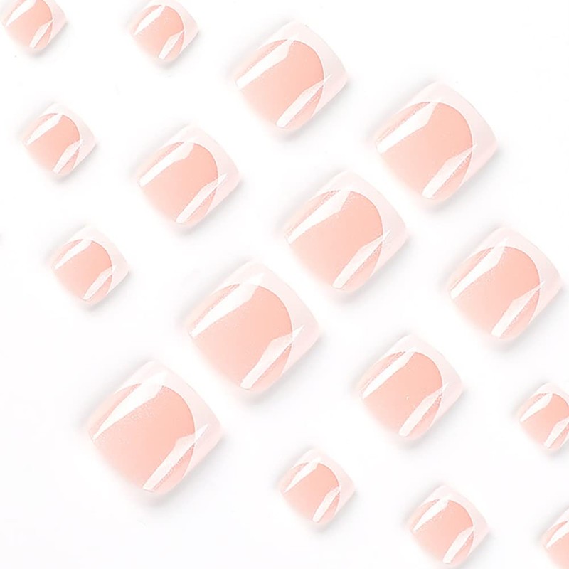 Clataly 24 Pieces Square Crystal Flowers Fake Nails Polished Toe