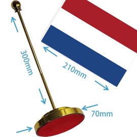 Netherland Desk Small Flag Set,5×8 Inch Dutch Mini Desktop table Banner,12" Metal Solid Pole Decor,Tiny Digital Printed Polyester Banner With Golden Base