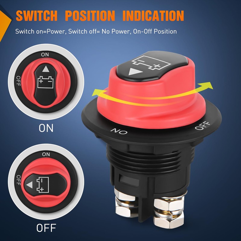 Nilight Battery Disconnect Switch 100A Master Disconnect Isolator 12V-48V On