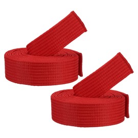 PATIKIL Taekwondo Colored Ranking Belts, 2 Pack 1.6" x7.2FT Polyester Martial Arts Colored Ranking Belt for Coach Teaching Practice, Red