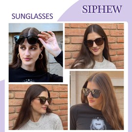 SIPHEW Mirrored Polarized Sunglasses for Women - Designer Oversized Square Beach Eyewear w UV400 Protection