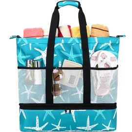 DSIUE Beach Bag with Cooler Waterproof Beach Bags for Women Large Sandproof Beach Tote Pool Bag for Beach Gym Travel
