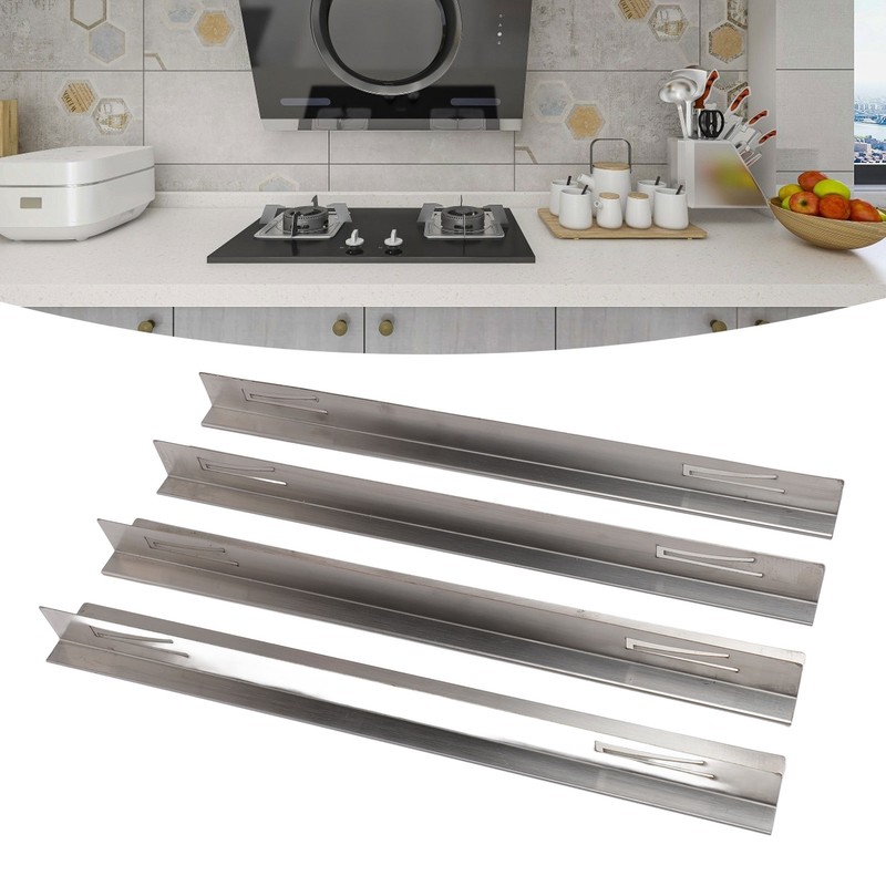 4Pcs Stove Gap Cover Stainless Steel Heat Resistant Easy Clean