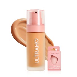 ULTRAMO Base de Maquillaje con FPS15 PA++, Cobertura Natural, Acabado Mate, 6 Colores Disponibles, Incluye una Esponja de Maquillaje Color Aleatorio (