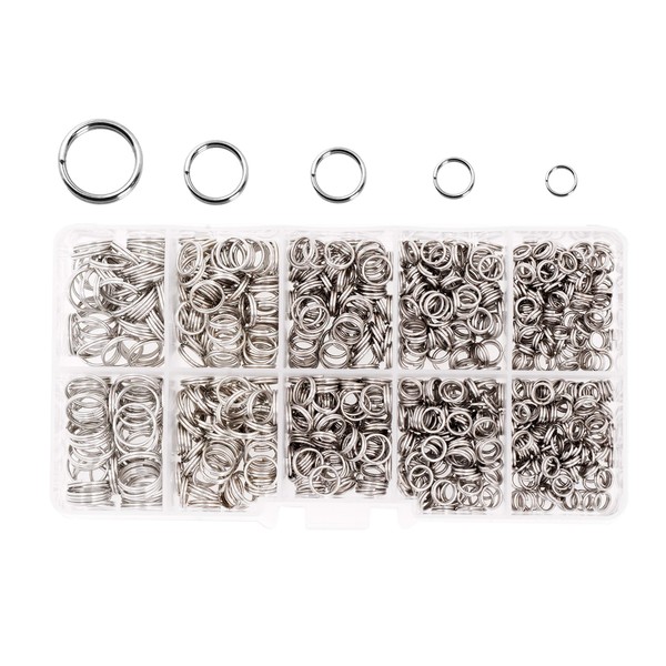 Mandala Crafts Double Split Rings for Keychains - Double Jump Rings for Jewelry Making Small Key Rings Keys Chandelier Suncatchers 800 PCs Assorted Sizes Silver