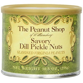 The Peanut Shop of Williamsburg Dill Pickle Flavored Peanuts, Extra Large Virginia Nuts, Gluten-Free - 9 Oz Tin