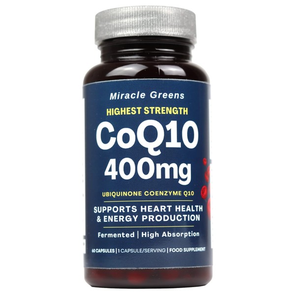 CoQ10 400mg - Highest Strength Ubiquinone Coenzyme Q10 | Powerful Antioxidant for Heart and Vascular Health, Essential for Energy Production | 60 Capsules - 2 Month Supply | Made in The UK