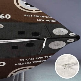 Smooffly Retro Audio Cassette Throw Pillow Music Record Player Low Noise 80s Plastic Tape Waist Lumbar Cotton Linen Throw Pillow case Cushion Cover for Sofa Home Decorative Oblong 12x20 Inches