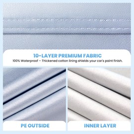 Sedan Car Cover 100% Waterproof All Weather, 10 Layers Outdoor Car Covers for Automobiles - Custom Fit Honda Civic, Hyundai Avante, Nissan Sentra, Kia forte, etc. Sun & Rain Protector. A1 (Size Chart)
